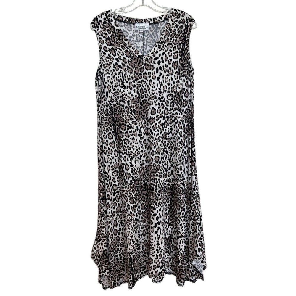Catalog Favorites Dress Womens Size Large L Cheetah Leopard V Neck Ladies